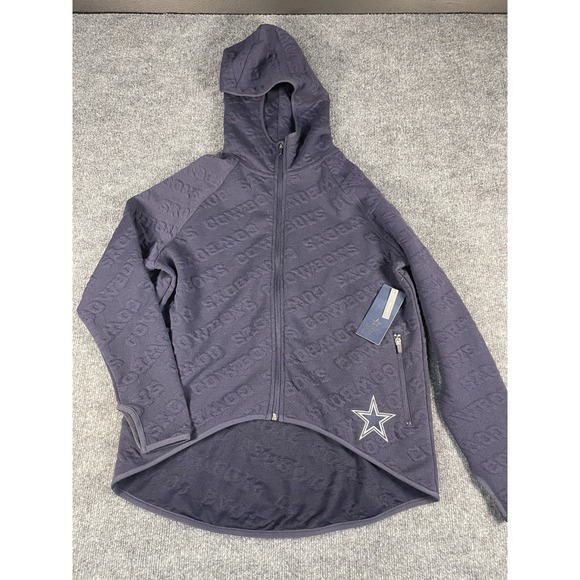Dallas Cowboys Women's Navy  Akaine Tech Cape Raglan Hoodie FullZip Jacket Small - Picture 1 of 8
